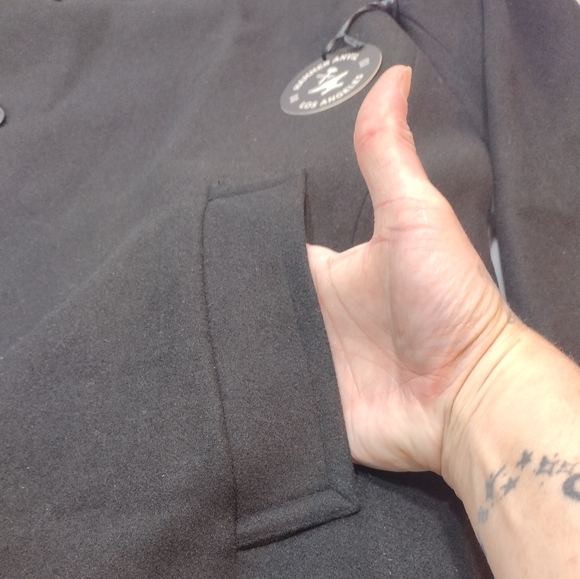 Hammer Anvil Los Angeles Black Wool Blend Over Coat - Picture 4 of 16